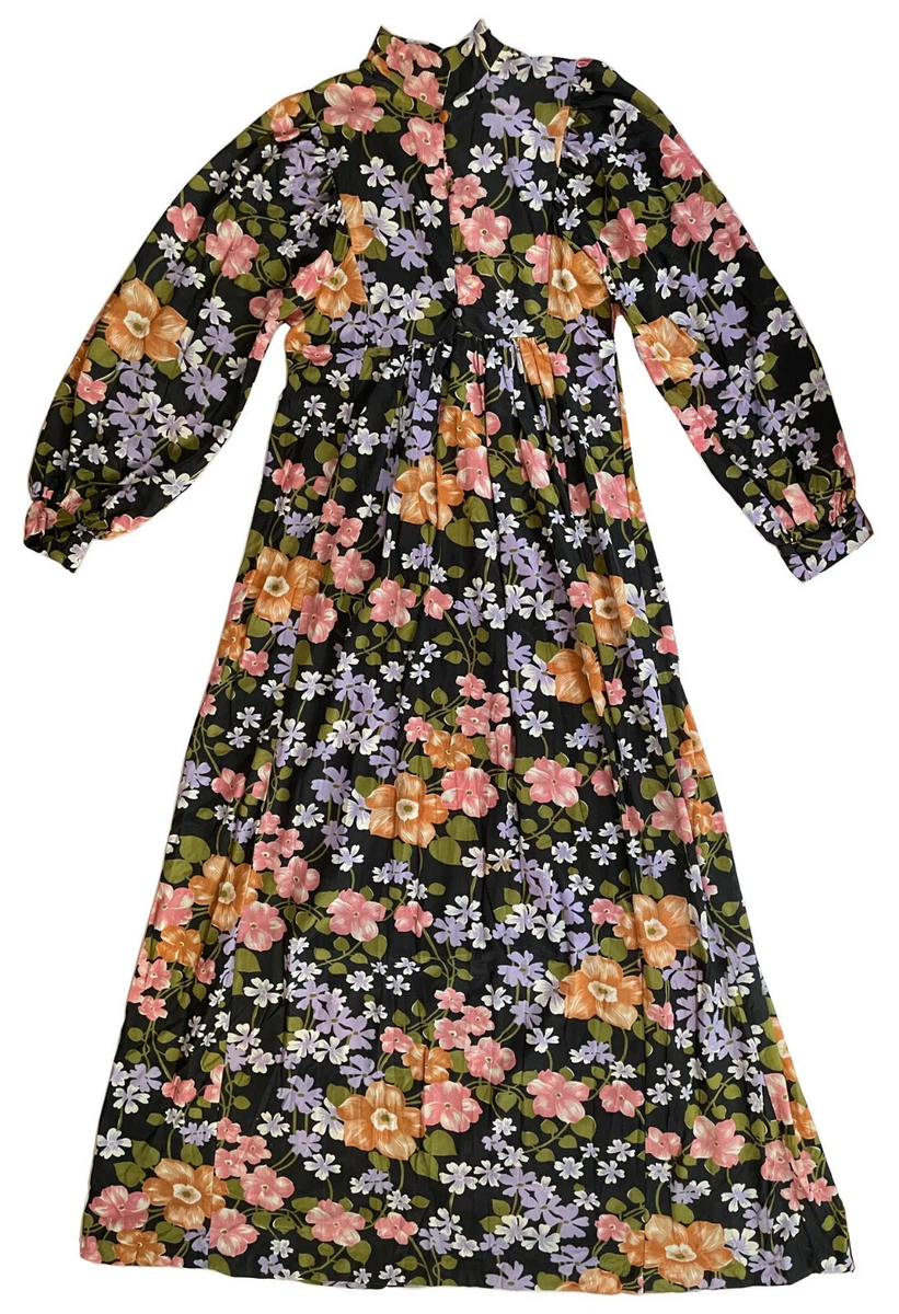 Long Granny Dress Boho Floral Cottagecore Vintage 70s Dutchess