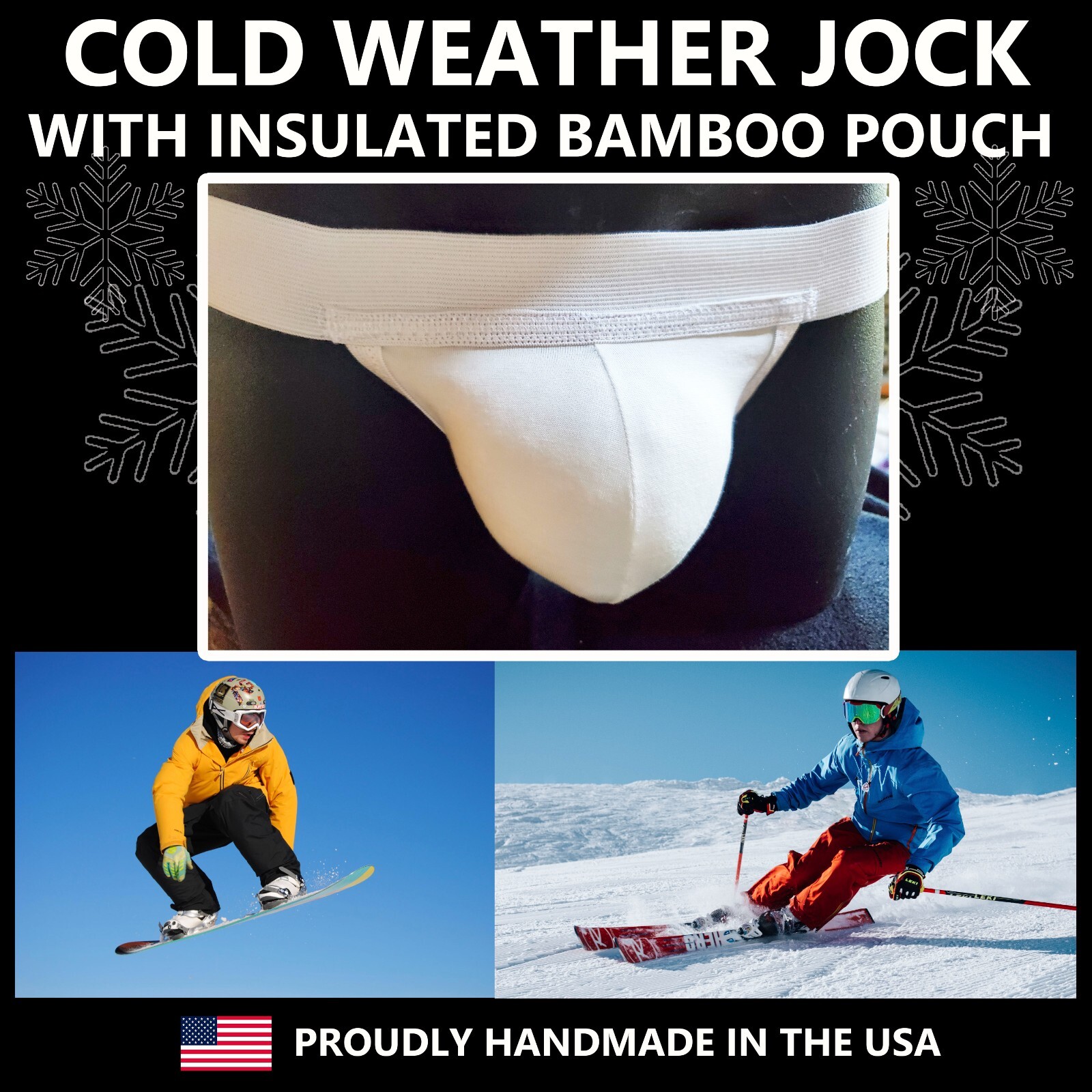 Insulated Thermal Jock, Nordic Skiing Jockstrap, Hiking, Bamboo, Cold Weather