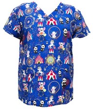 Serene Uniform Women's Medical Scrub Printed Tops Royal Base Circus Medium