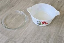 Vintage JAJ Pyrex June Rose Casseole Dish 21.5cm Diameter No Lid + 21cm PiePlate
