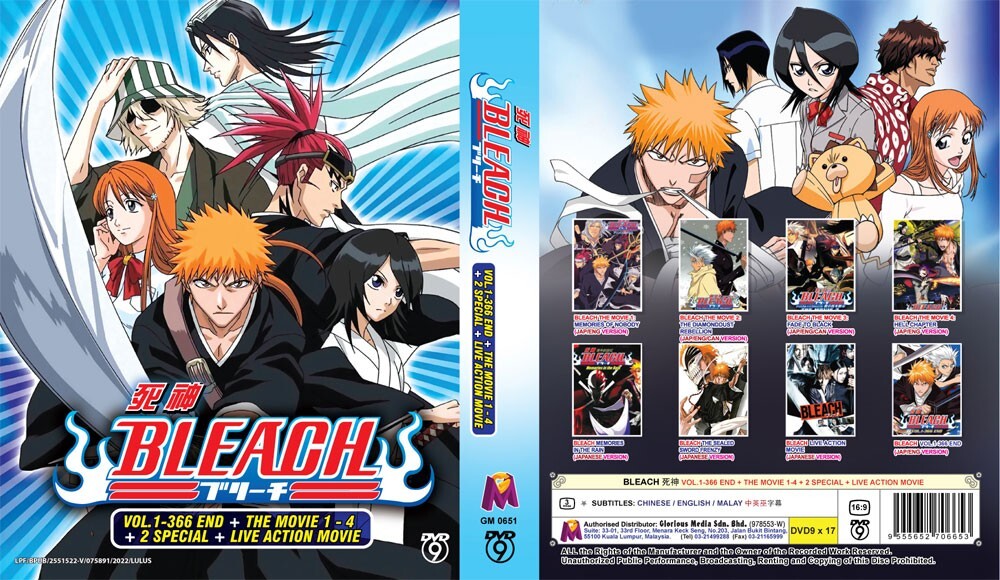 ANIME BLEACH 死神 VOL.1-366 END +THE MOVIE 1-4 + 2 SPECIAL+LIVE