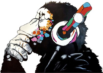 Banksy Monkey Headphones Graffiti 3d Smashed Wall Sticker