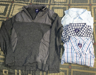 Lot of 4 Johnnie O Men's XL Prep Performance Flannel Shirt Pullover Polo EUC