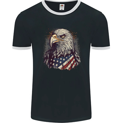 American Eagle With USA Flag July 4th Herren Ringer T-Shirt FotL