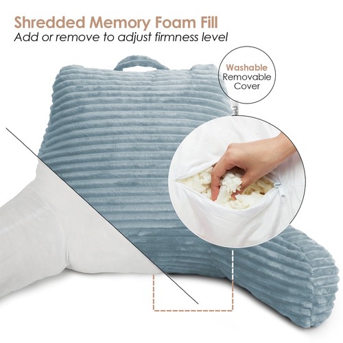 Cut Plush Reading Pillow Shredded Memory Foam Bed Rest Backrest Pillow with Arms - Picture 73 of 91