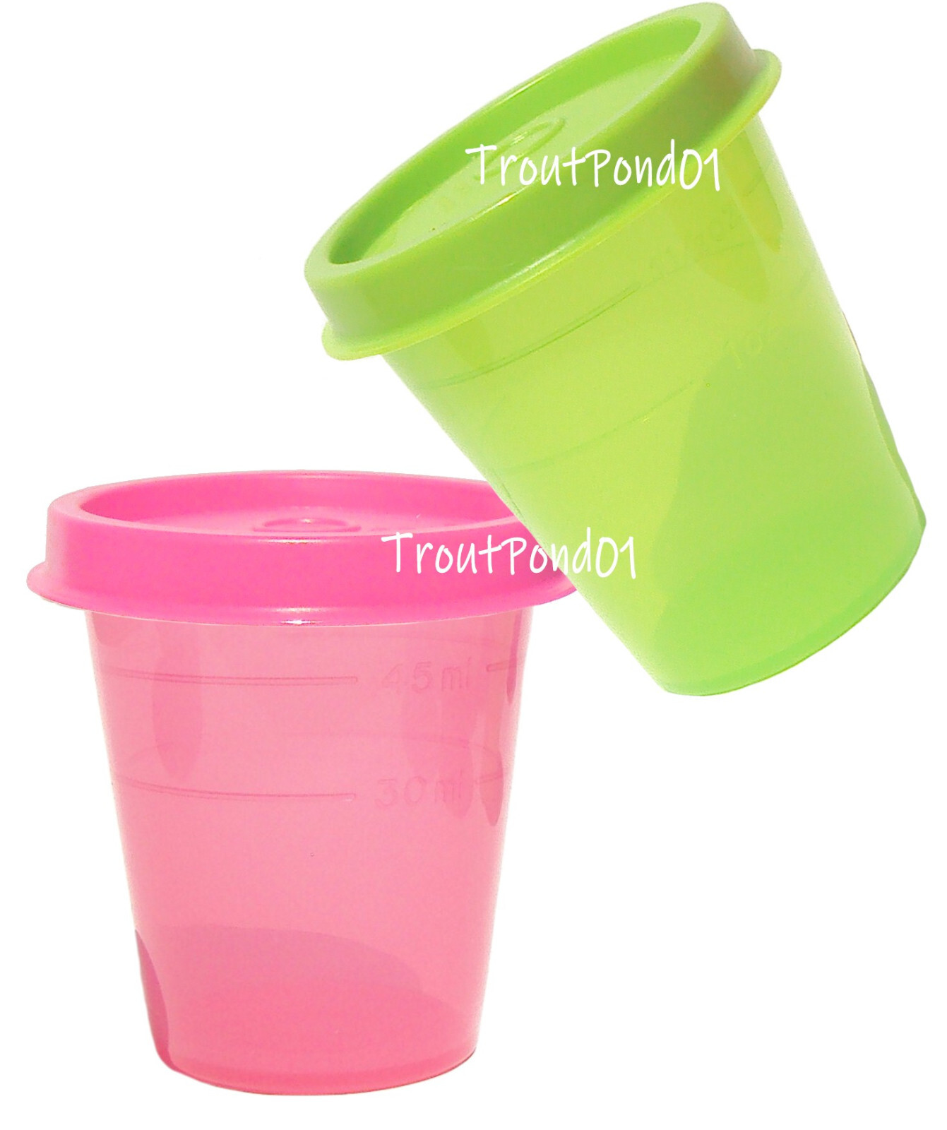 TUPPERWARE Midgets Mini Bowls 2 oz Set Condiment Cups Green and Pink Midget