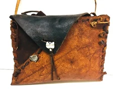 Mountain Man Possibles Bag w/ Silver Adornments, Hand Stitched in Leather