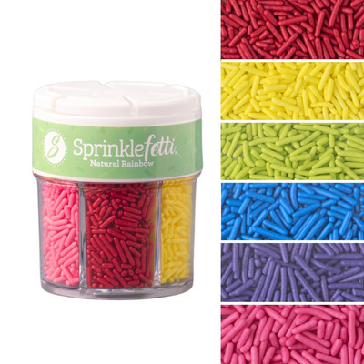 Natural Rainbow Sprinkles, Dye Free, 6 Cell Jar, Edible Sprinkle Mix, Perfect fo