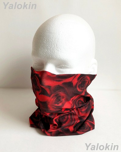 Red Roses Scarf Protective Elastic Print Neck Gaiter Bandana Balaclava N133 - Picture 4 of 8