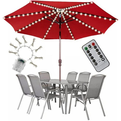 Lichterkette Für Sonnenschirm Beleuchtung Garten Ampelschirm Schirmkette 104-LED - Bild 4 von 15
