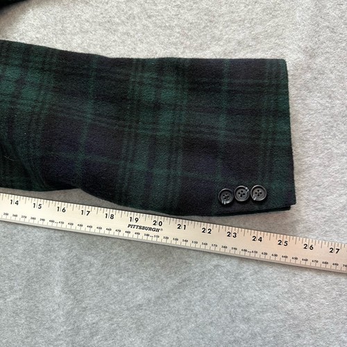 Tommy Hilfiger Men's Plaid Sport Coat Wool Blazer - Blue Green Large 40R - Picture 14 of 14
