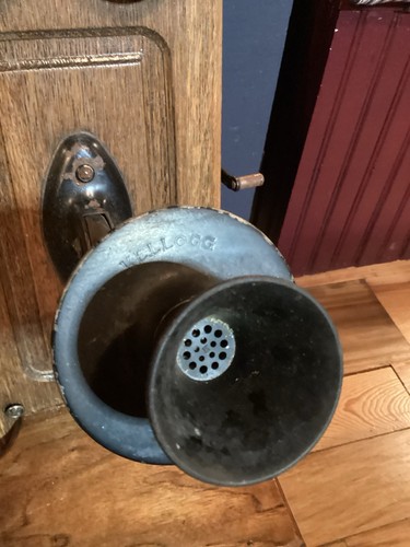 Antique Hand Crank Oak Wood Wall Telephone For Restoration - Picture 4 of 14