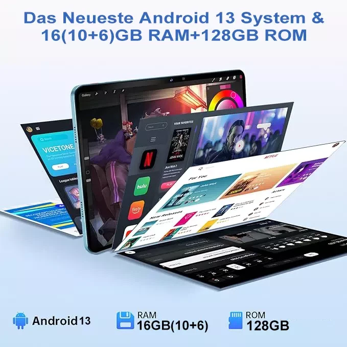 2025 Neu Tablet Android 15 12 Zoll 16GB+256GB Octa core 5G WlFl 5MP+13MP Kamera - Bild 3 von 4