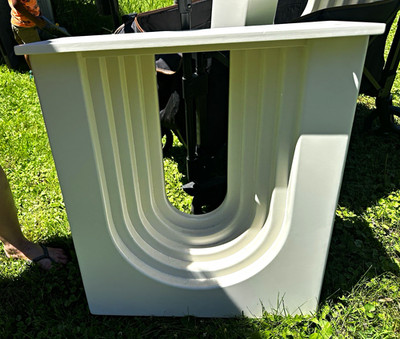 Modern Sculptural U-Shaped Table Base Set (2) Fluted Pedestal Legs for Glass Top