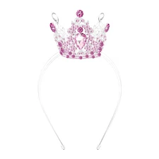 VELSCRUN Pink Crystal Tiara Headband, Crowns for Women, Princess Girls 