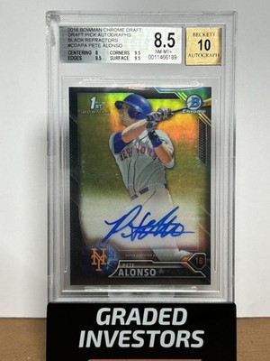 2016 Bowman Chrome Draft Pete Alonso 1st Bowman Auto /75 BGS 8.5 Auto 10
