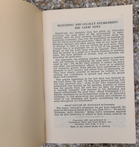 Defending and Legally Establishing the Good News (PB 1950) Watchtower - Picture 2 of 5