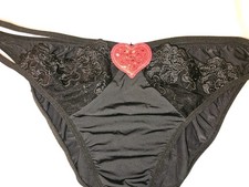 Vintage Girly Shinny String Bikini Lace And Heart Sequin Panties. Size Med