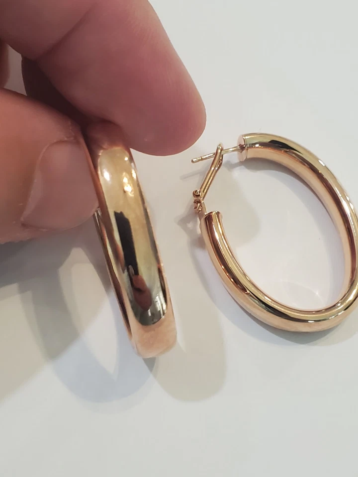 Овальные серьги-кольца Bronzo Italia 1 1/2 дюйма с омегой - Изображение 2 из 4