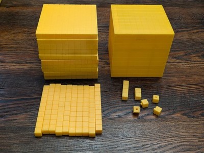 Base Ten Units Blocks 1000 100 10 1 Yellow Plastic Math Manipulative Set
