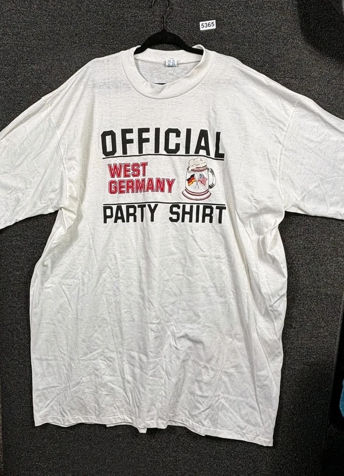 Camisa De Colección Alemania Occidental Para Hombre Talla Única Blanca Fiesta Oficial 50/50 Hecha en EE. UU. 80s Foto 2 de 4