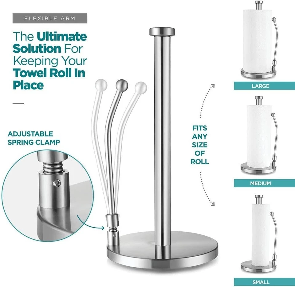 Toallero de papel de acero inoxidable - Dispensador de toallas de papel de pie con... Foto 4 de 4