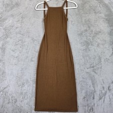 Reformation Dress Womens Small Brown Ribbed Knit Bodycon Tank Midi Casual