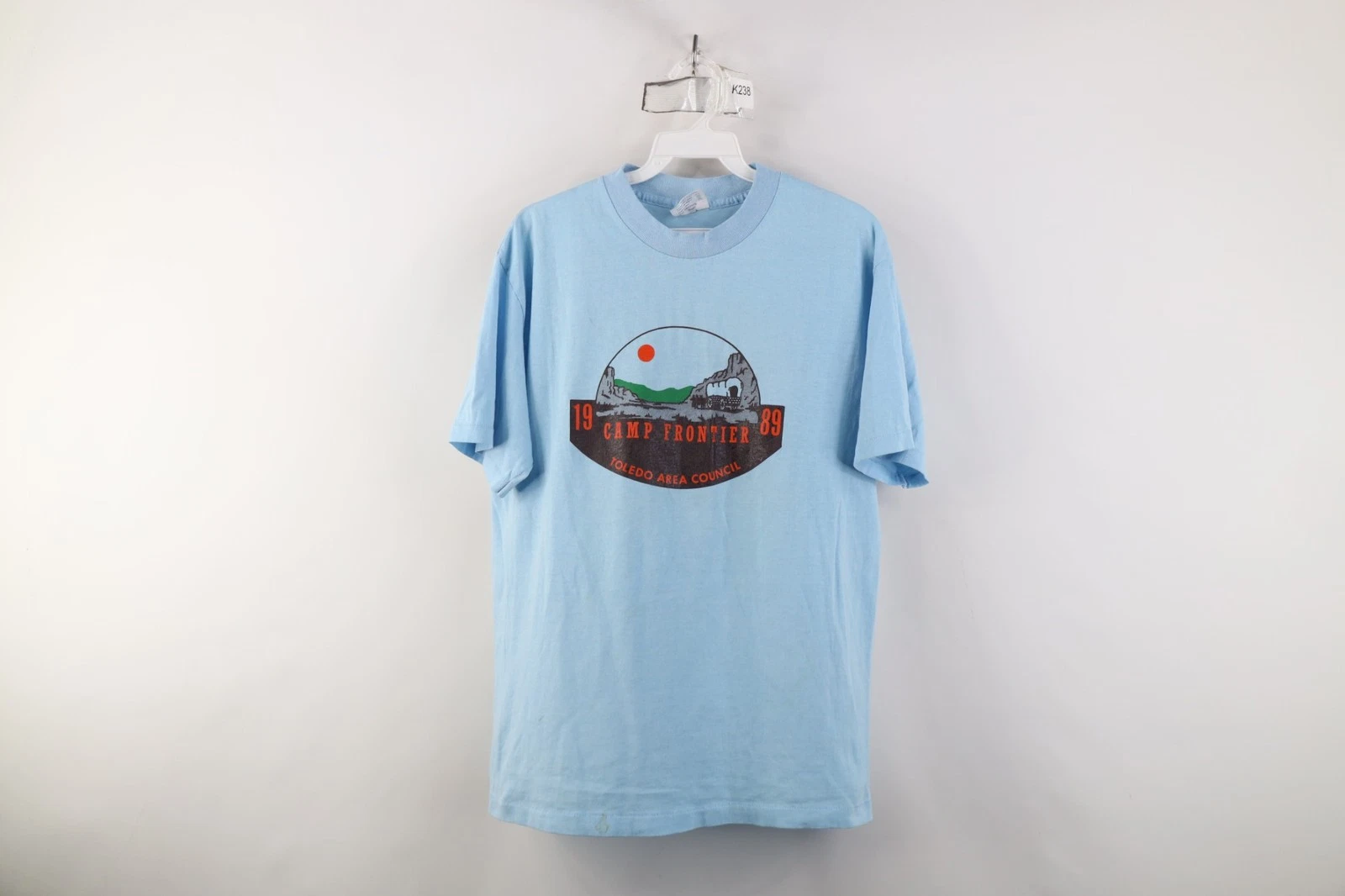 Vtg 80s Mens Large BSA Boy Scouts of America Camp Frontier Toledo T-Shirt USA