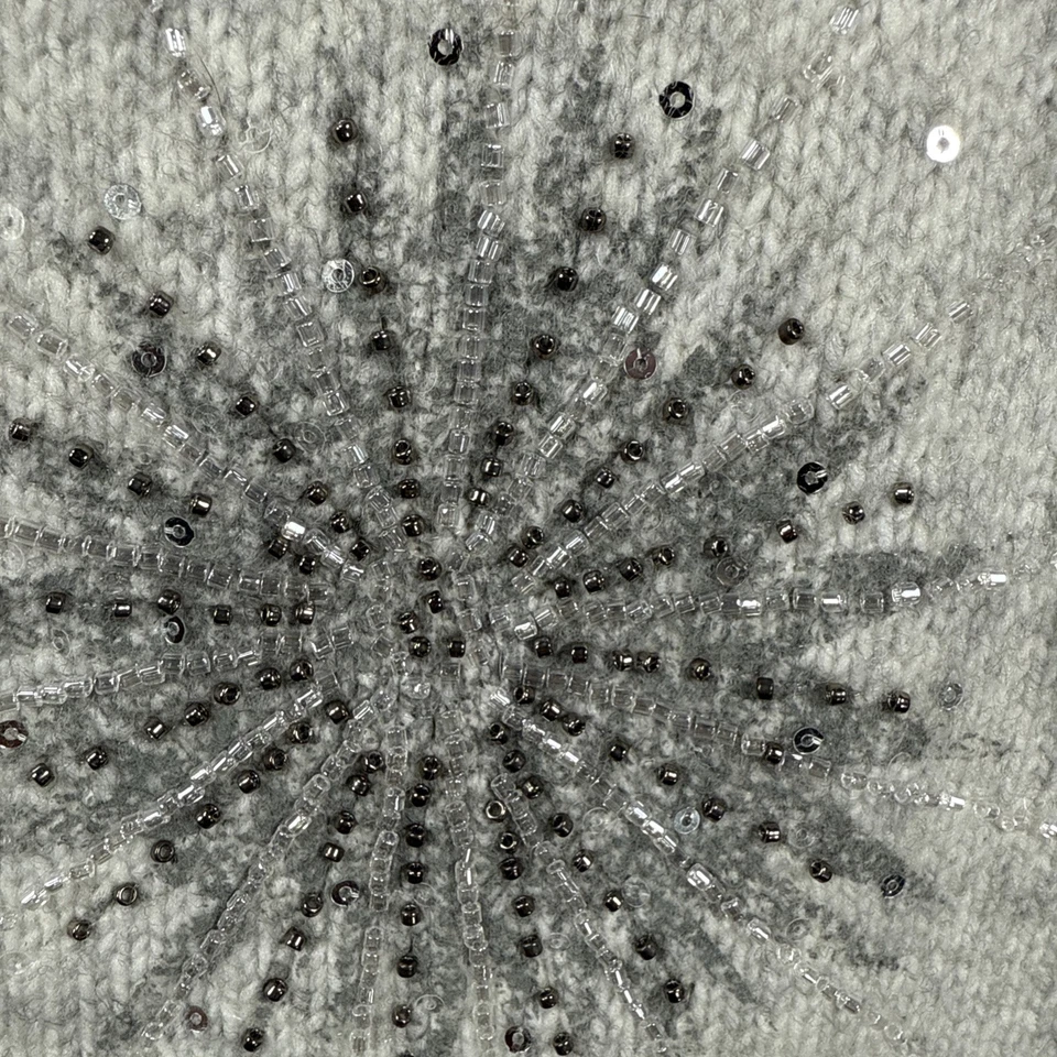 Suéter para mujer WHITE HOUSE BLACK MARKET copo de nieve con cuentas cuello en V túnica nuevo con etiquetas Foto 4 de 4