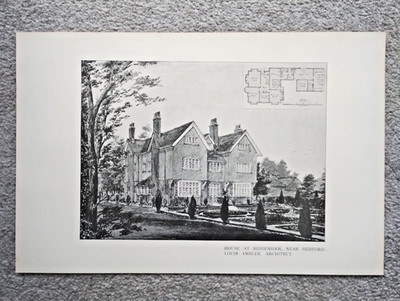 A House at Biddenham, near Bedford - Antique Print - 1899