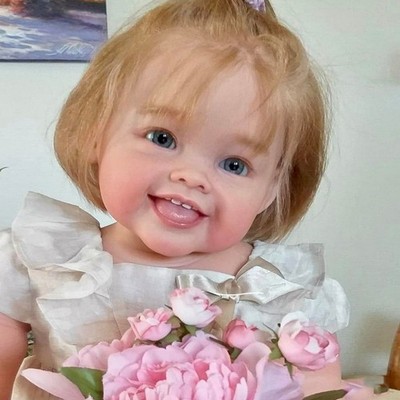 28in Finished Reborn Toddler Girl Doll with Rooted Hair Cloth Body Handmade Gift