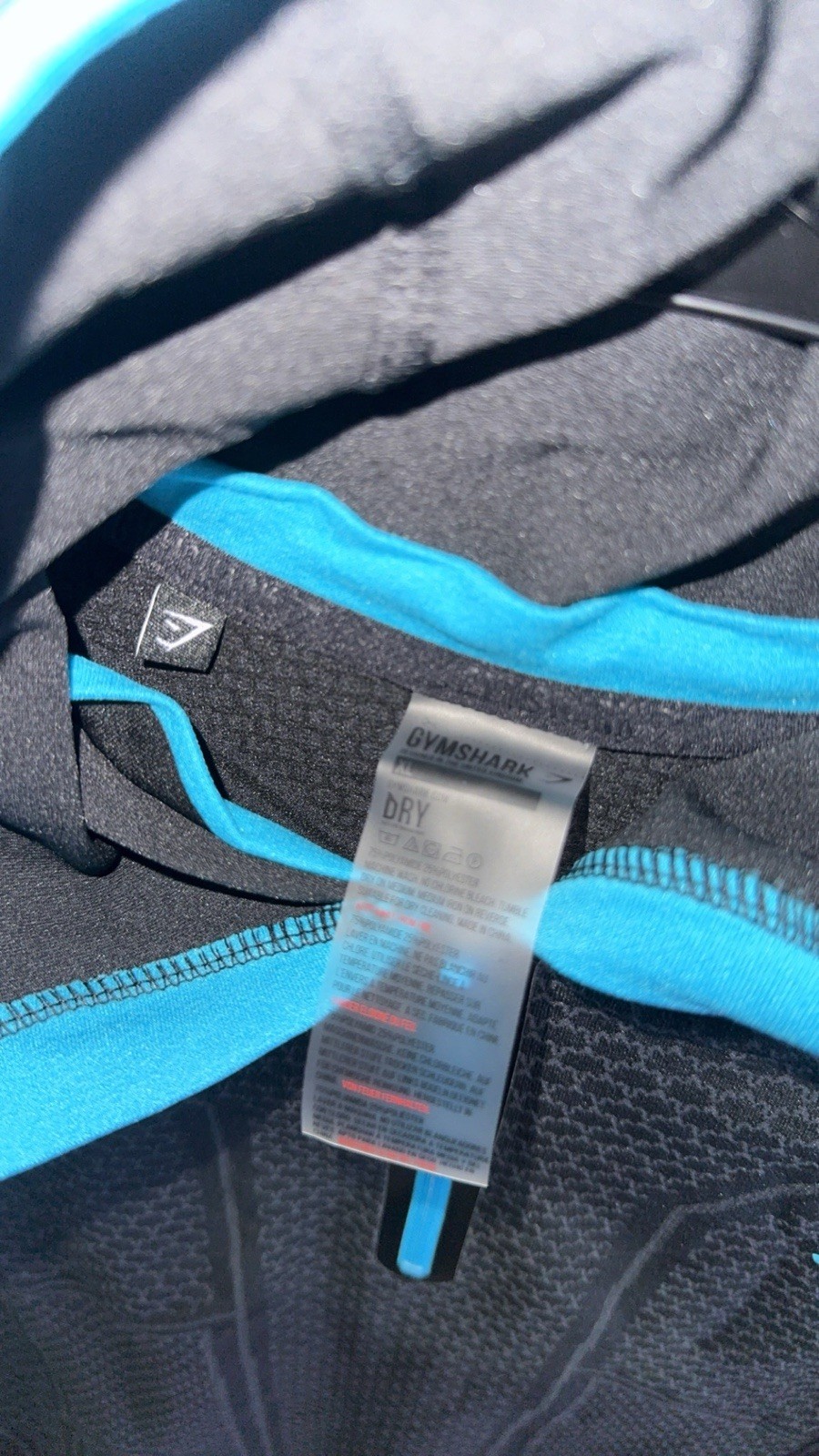 Gymshark Onyx V1 2016 Hoodie David Laid Black/Blue, Size XL image 7