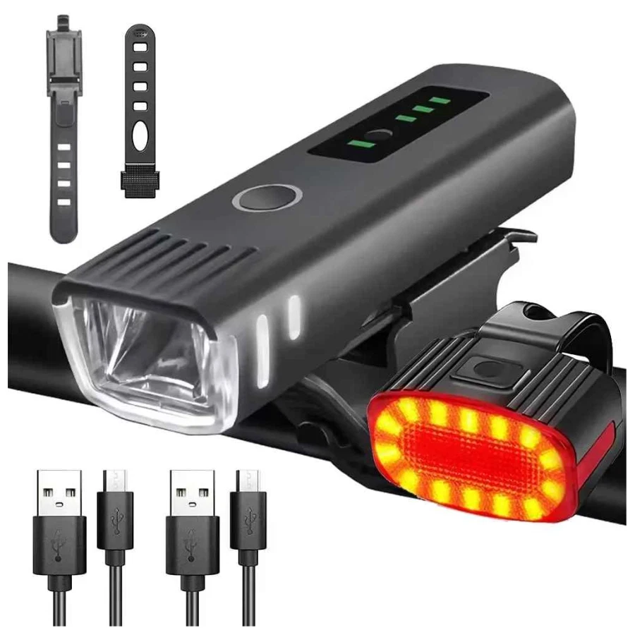 Bike Light Set Rechargeable LED Bicycle Lights Waterproof Headlight Front Rear A