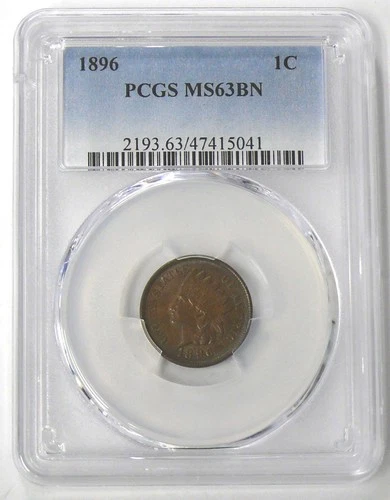 1896 MS-63 BN INDIAN HEAD CENT - PCGS GRADED - NICE COIN, SEE PICTURES