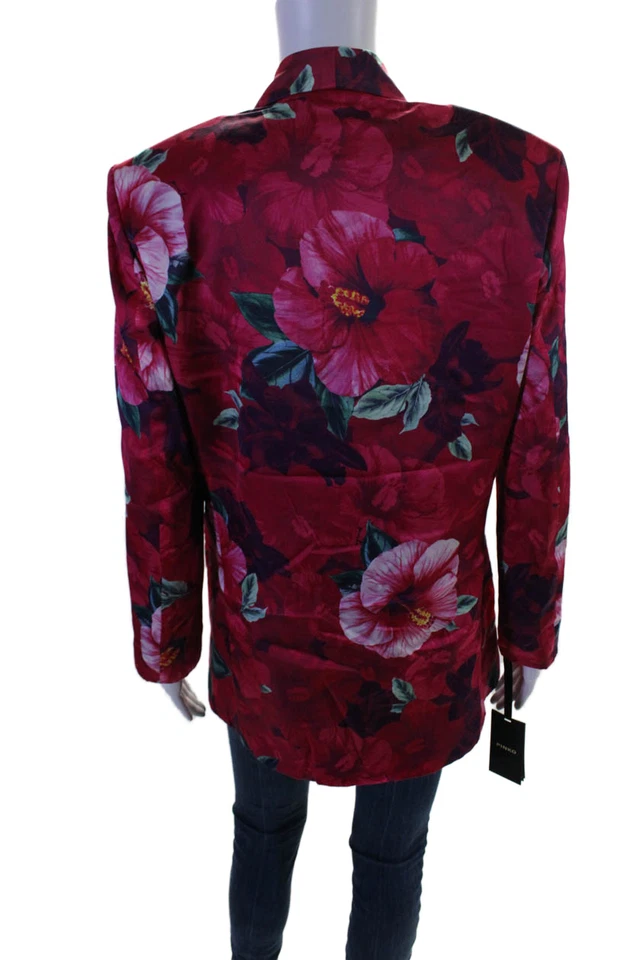 Jaqueta Blazer Pinko Feminina Gola Floral Manga Longa Botões Rosa Tamanho 4 - Imagem 4 de 4