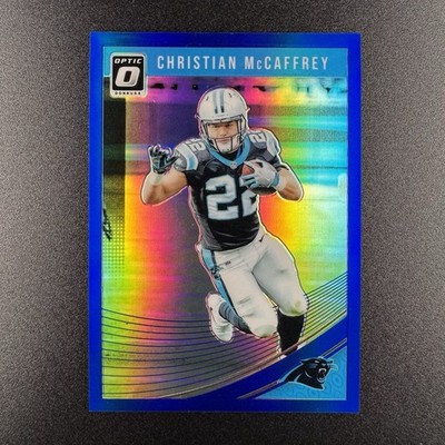 Christian McCaffrey 2018 Panini Donruss Optic #16 Blue Prizm 063/149 Panthers