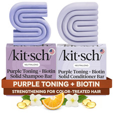 Toning Purple Shampoo  Conditioner Bar Set for Blondes  Color Treated Hair - w