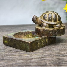 Japanese Collect Ancient old Bronze Turtle Seal