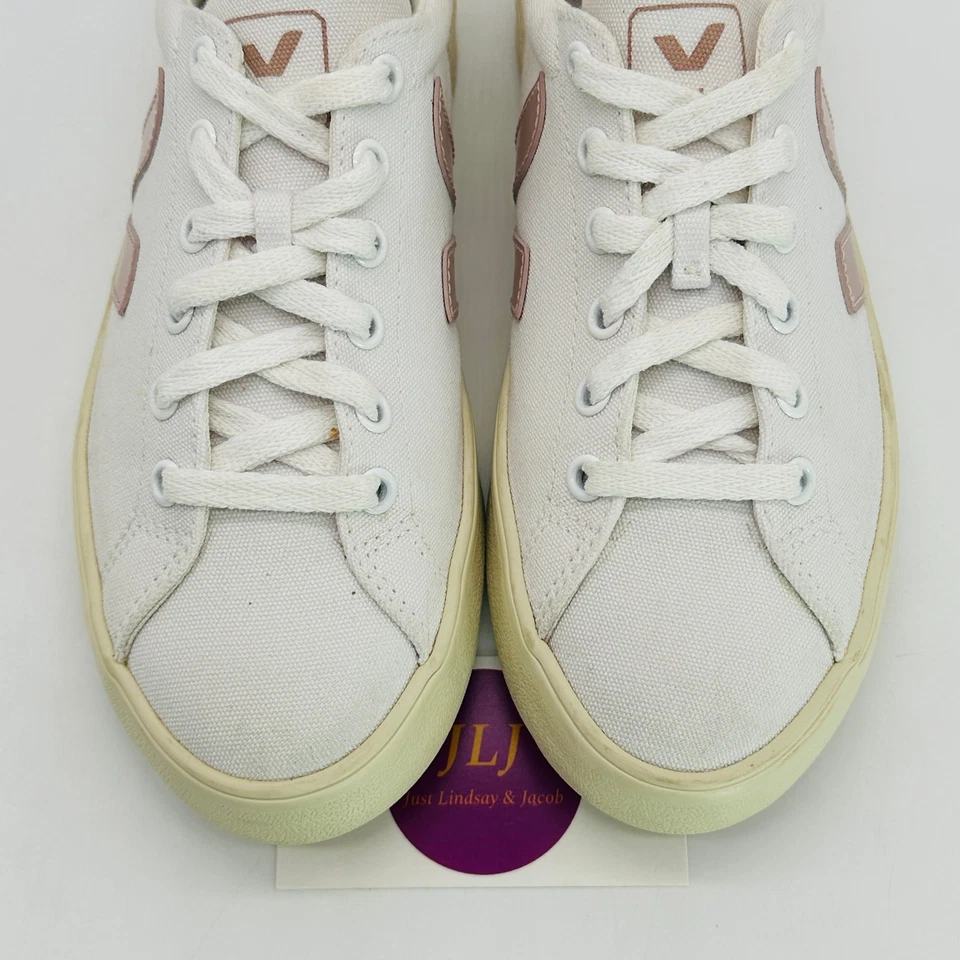 Veja Women's Esplar SE Canvas Sneakers White Babe Orange Fluo Size 37 EU/ 6 US - Image 4 of 4