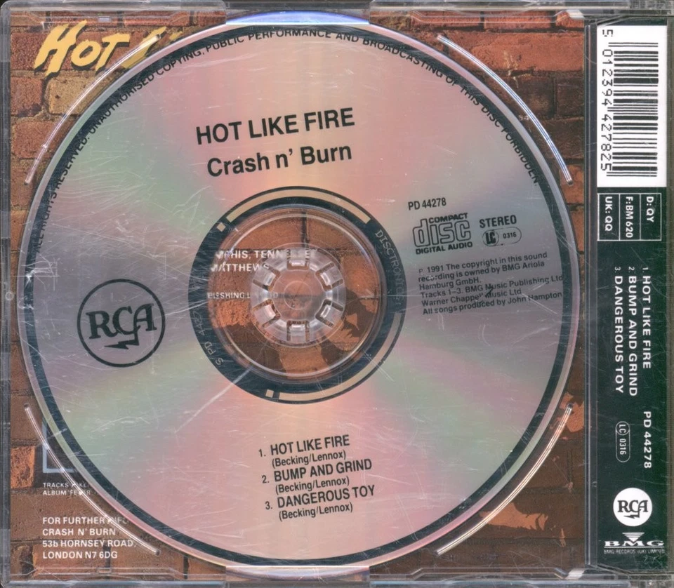 Crash N Burn Heiß Wie Feuer CD Europa RCA 1991 Single PD44278 - Bild 2 von 2