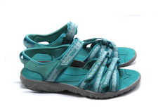 Teva Tirra Camino Sandals Youth Girls Size 2 Metallic Teal Blue Adjustable