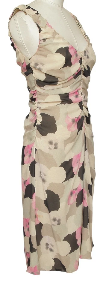 Vestido de seda GIORGIO ARMANI escote redondo sin mangas floral cremallera acanalada talla 40 Foto 2 de 4