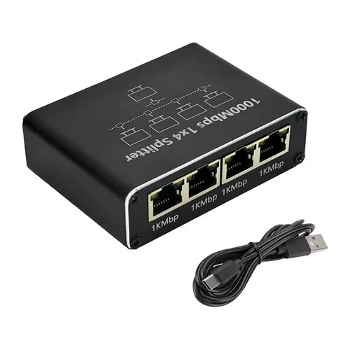 RJ45 Gigabit Ethernet Splitter Adapter 1000Mbps LAN Network Internet 1 IN 4 Out