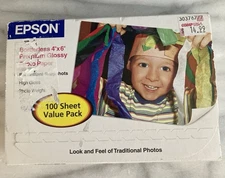 Epson Premium Photo Paper Glossy, Borderless, 4" x 6", 100 sheets NOS