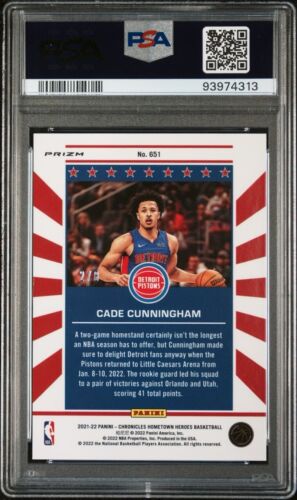 2021-22 Chronicles Cade Cunningham Rookie Lucky Envelopes Jersey #2/8 PSA 9 RC - Bild 3 von 3