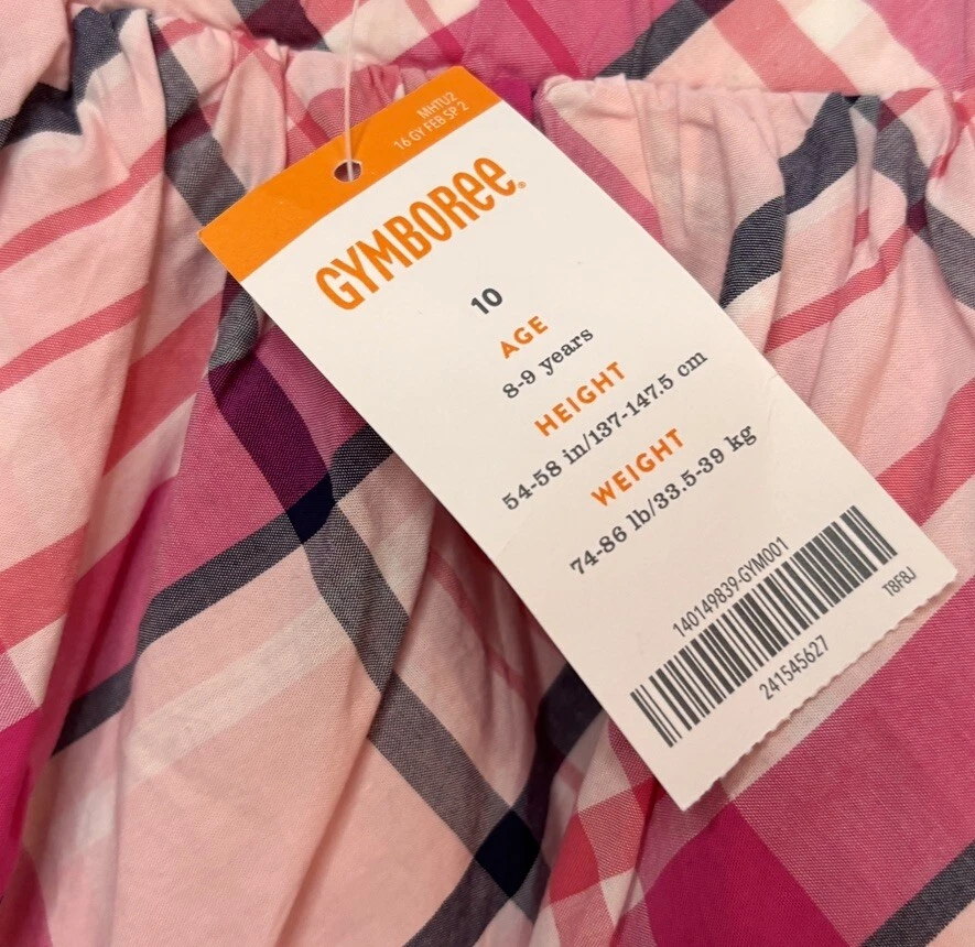 NUEVO CON ETIQUETAS GYMBOREE GIRLs Falda Rosa a Cuadros en Capas TALLA 10 Foto 4 de 4
