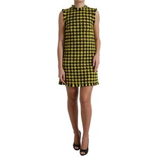 DOLCE & GABBANA Dress Yellow Houndtooth Sleeveless Aline Mini IT40/US6/S 2480usd