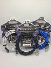 Voltz Premium Series 6ft Tangle Free Braided Cable Charge & Sync - Micro USB