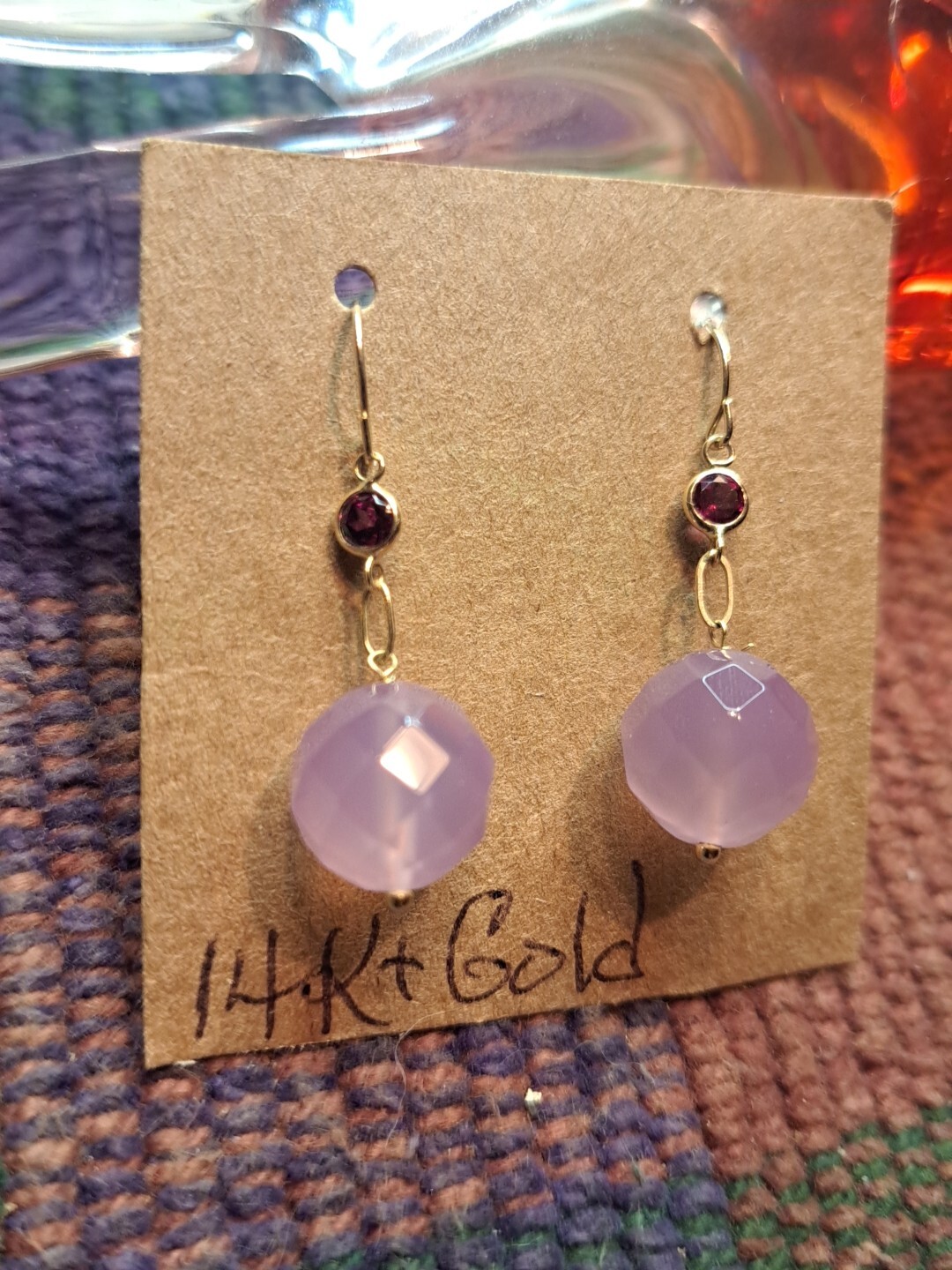 New Solid 14 Karat Solid Yellow Gold Garnet-Pink … - image 5