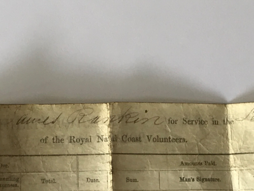 PROTECTION CERTIFICATE ROYAL NAVEL COAST VOLUNTEER JAMES RANKIN 1866 ON VELLUM - Picture 5 of 10
